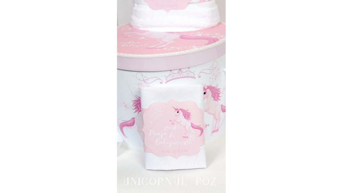 Trusou de  botez cu unicorni roz pentru fete, set complet biserica, Unicornul Roz 2